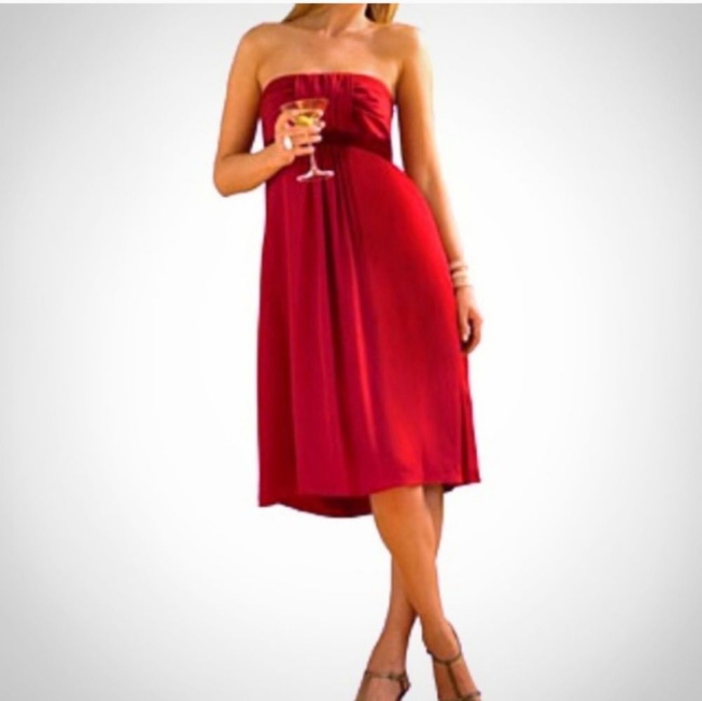Banana Republic Silk w/velvet trim strapless dress